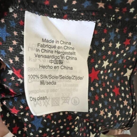 Madewell 100% Silk Ruffle-Hem Wrap Long Sleeve Top in Starry Night xs - Picture 9 of 10